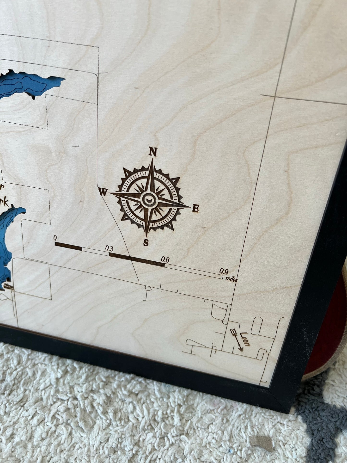 Little River Lake - Laser Cut Engraved Wood Lake Map