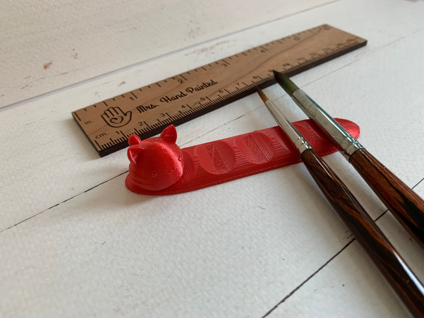 Cute Kitty Paint Brush Rest - 3D Printed Custom Color Choices