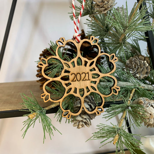 Apple Snowflake Laser Cut Ornament