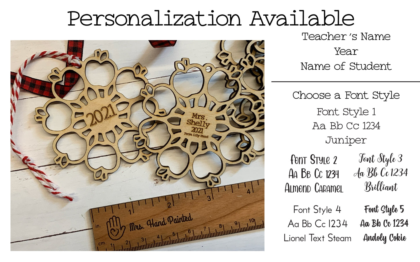 Apple Snowflake Laser Cut Ornament