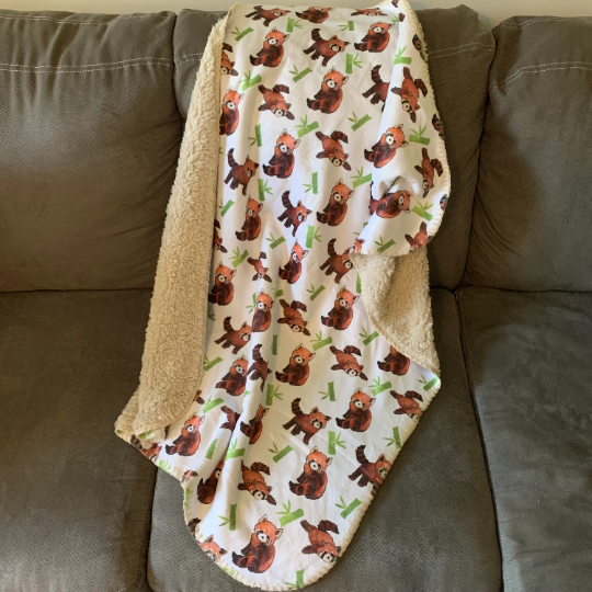 Red Panda Pattern - Sherpa Blankets (Infant Sizes) Baby Blanket Nursery Shower Gift