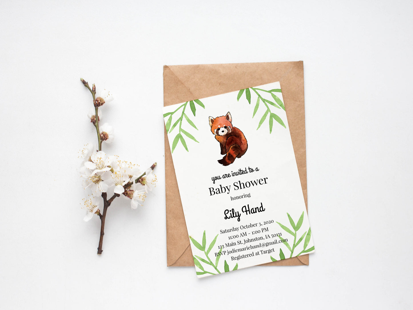 Watercolor Red Panda & Bamboo Digital Clipart and Scrapbook Papers / backgrounds, Baby Shower Invitation, Birthday Party Invite, Zoo Theme