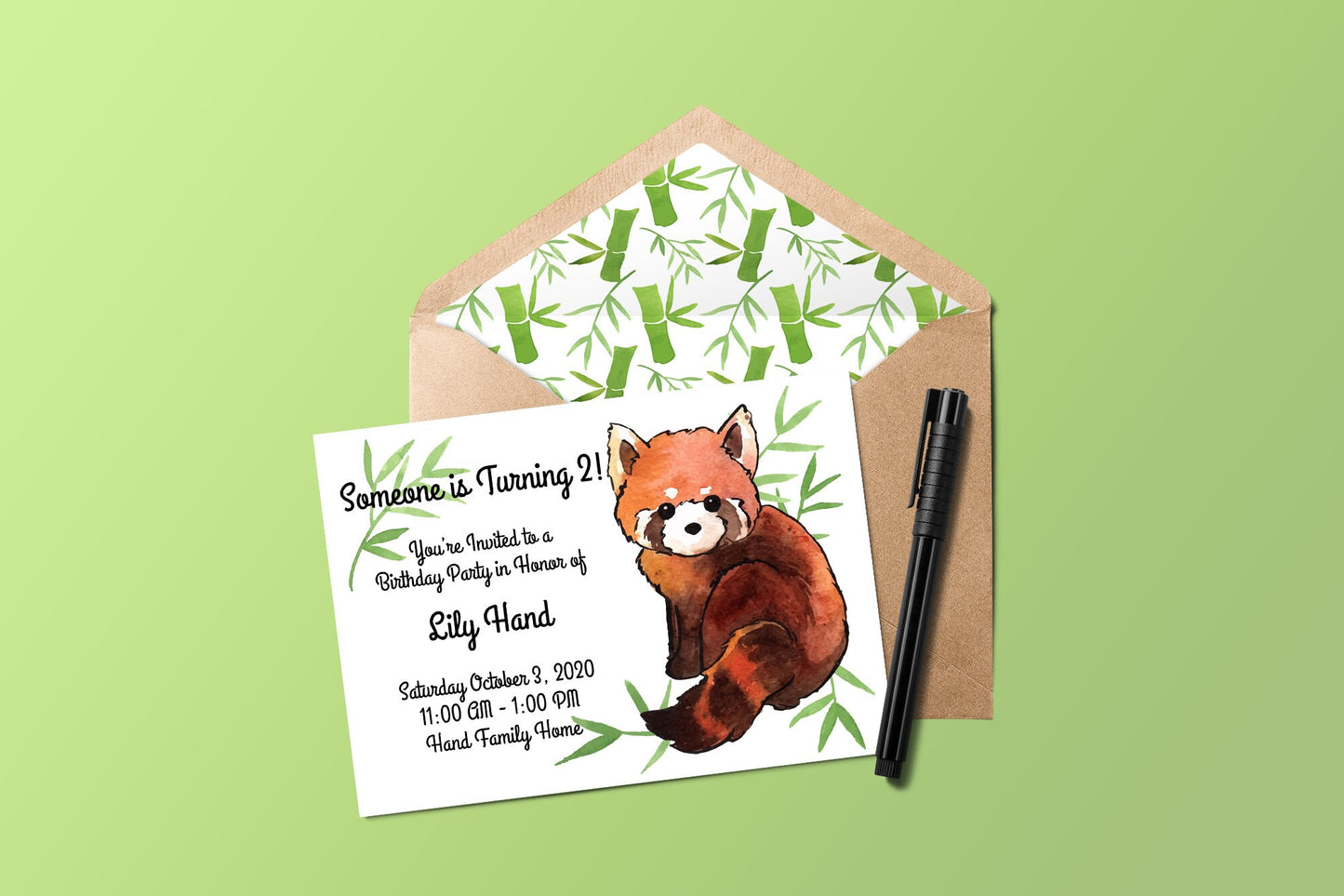 Watercolor Red Panda & Bamboo Digital Clipart and Scrapbook Papers / backgrounds, Baby Shower Invitation, Birthday Party Invite, Zoo Theme