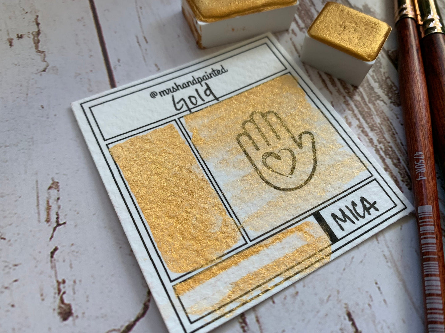 Handmade Watercolor Paints - GOLD - Half Pans & Full Pans - Artisan Watercolor, Gold Mica Shimmer