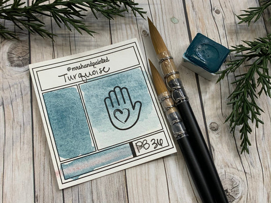 Handmade Watercolor Paints - TURQUOISE - Half Pans & Full Pans - Artisan Watercolor, Retro Holiday Set, Cobalt Turquoise, Blue Green