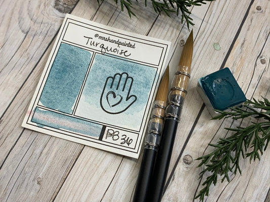 Handmade Watercolor Paints - TURQUOISE - Half Pans & Full Pans - Artisan Watercolor, Retro Holiday Set, Cobalt Turquoise, Blue Green