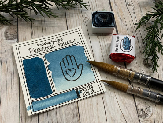 Handmade Watercolor Paints - PEACOCK BLUE - Half Pans & Full Pans - Artisan Watercolor, Retro Holiday Set, Blue Green, Teal
