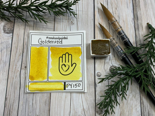 Handmade Watercolor Paints - GOLDENROD - Half Pans & Full Pans - Artisan Watercolor, Retro Holiday Set, Dark / Deep / Warm Yellow