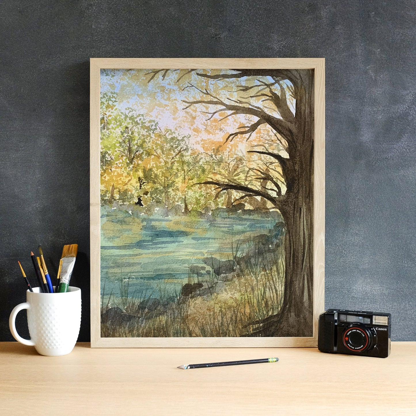 Autumn Lake Landscape - Watercolor Reproduction, Fine Art Print, Giclee Print, Fall Landscape, Original Watercolor Artwork