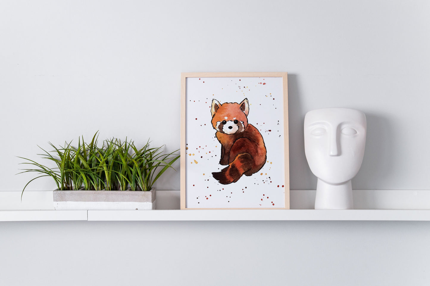 Fine Art Print - Watercolor Red Panda - Digital Reproduction - Giclee Print, Cute Zoo Animal Nursery Decor