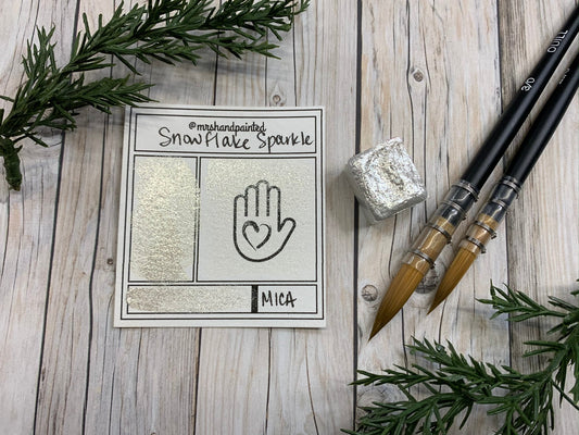 Handmade Watercolor Paints - SNOWFLAKE SPARKLE - Half Pans & Full Pans - Artisan Watercolor, Retro Holiday Set, Transparent Silver Shimmer