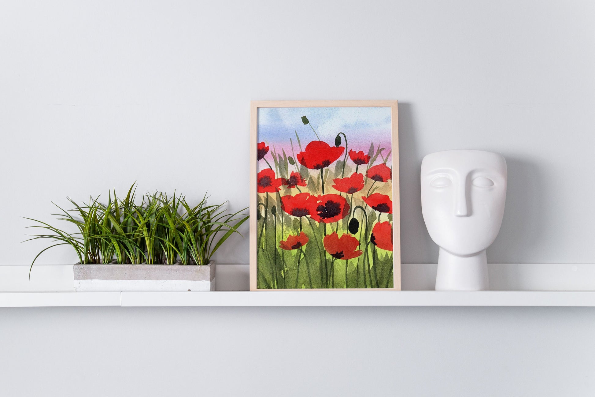 Poppies at Sunset - Reproduction, Fine Art Print, Giclee Print, Floral Landscape, Red Poppies, Flowers
