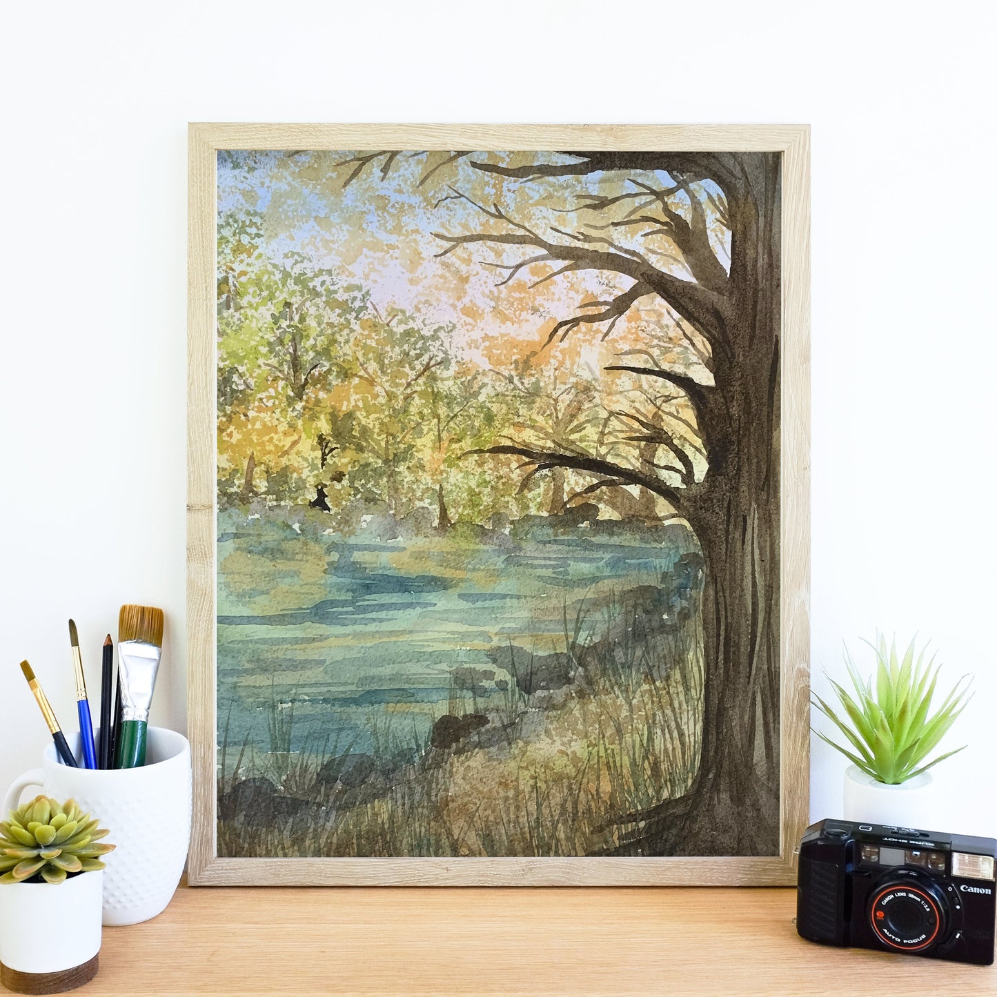 Autumn Lake Landscape - Watercolor Reproduction, Fine Art Print, Giclee Print, Fall Landscape, Original Watercolor Artwork