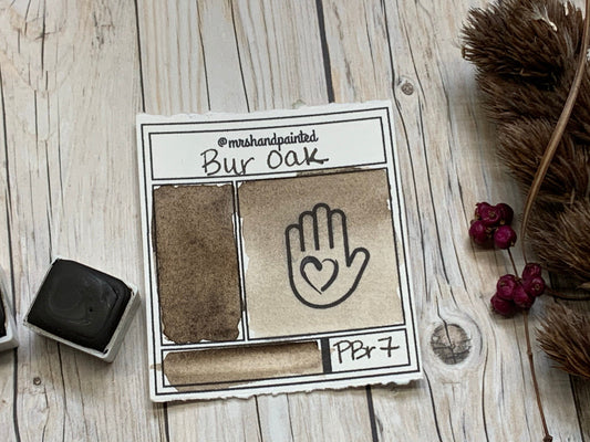 Handmade Watercolor Paints - BUR OAK - Artisan Paint Palette, Half Pans Matte Watercolor, Umber Dark Brown