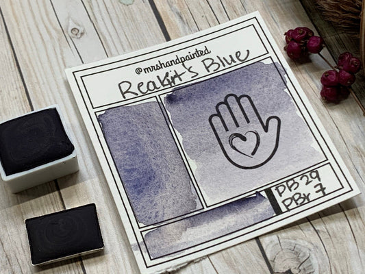 Handmade Watercolor Paints - REAKIRT'S BLUE - Artisan Paint Palette, Half Pans Matte Watercolor, Blue Grey / Blue Gray