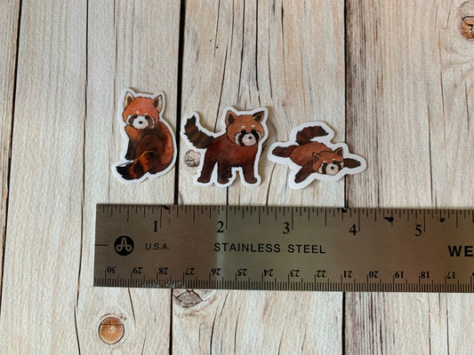 3 pc Red Panda Watercolor Vinyl Stickers