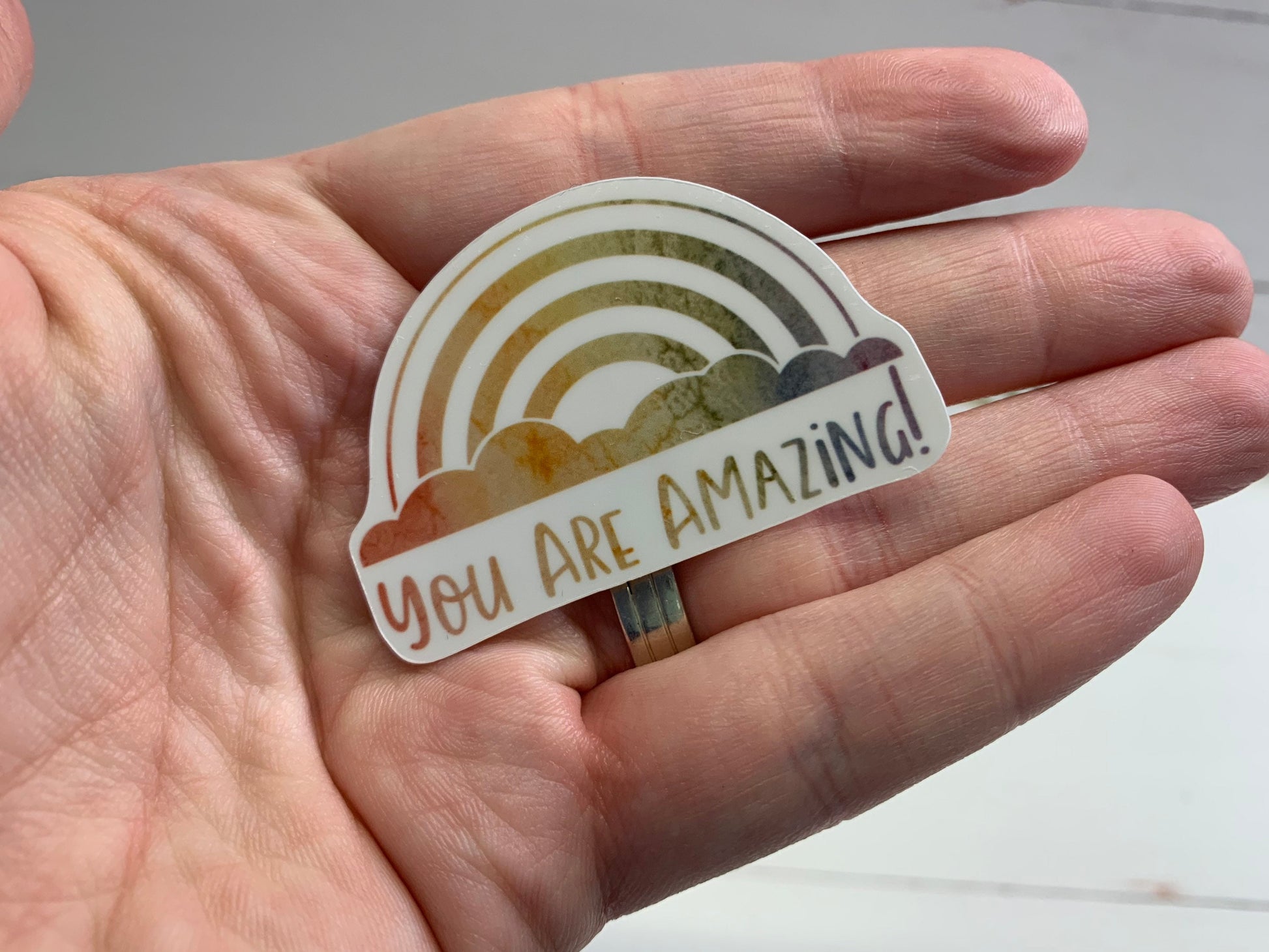 Watercolor Rainbow "You Are Amazing” Die Cut Laminated Vinyl Stickers, Sticker Collecting, Waterproof Glossy Vinyl