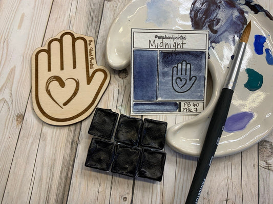 Handmade Watercolor Paints - MIDNIGHT - Artisan Paints - Supernova Set Singles, Half Pans Matte Watercolor, Indigo Shade