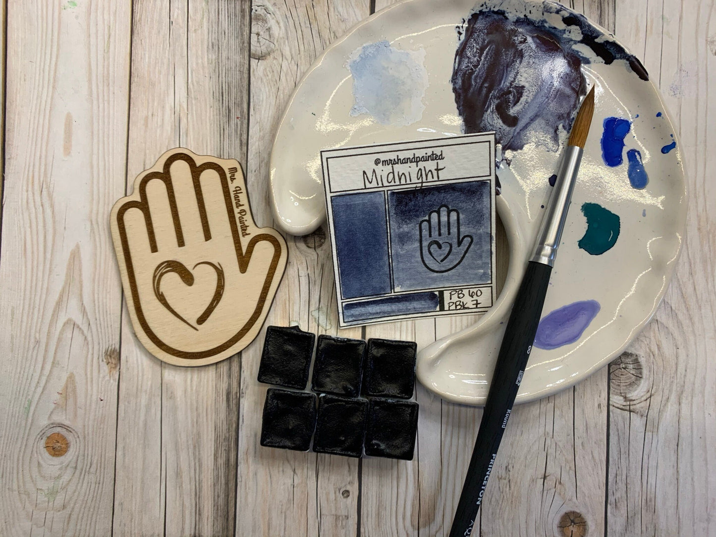 Handmade Watercolor Paints - MIDNIGHT - Artisan Paints - Supernova Set Singles, Half Pans Matte Watercolor, Indigo Shade