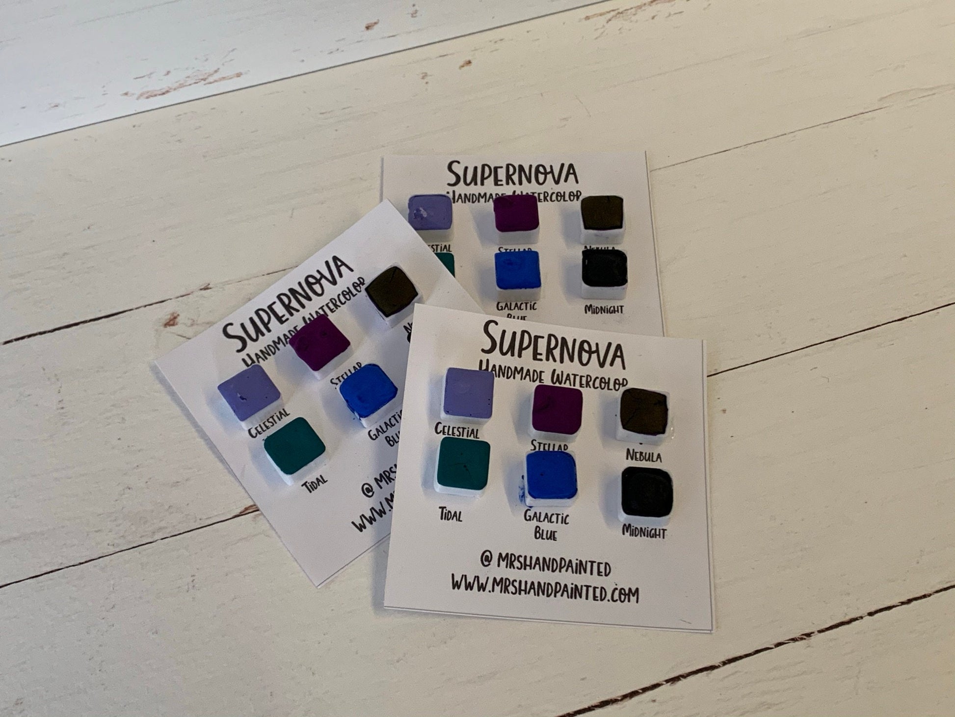 Handmade Watercolor Paints - SUPERNOVA - Artisan Paint Palette, Set of 6 Half Pans Galaxy and Celestial Watercolor