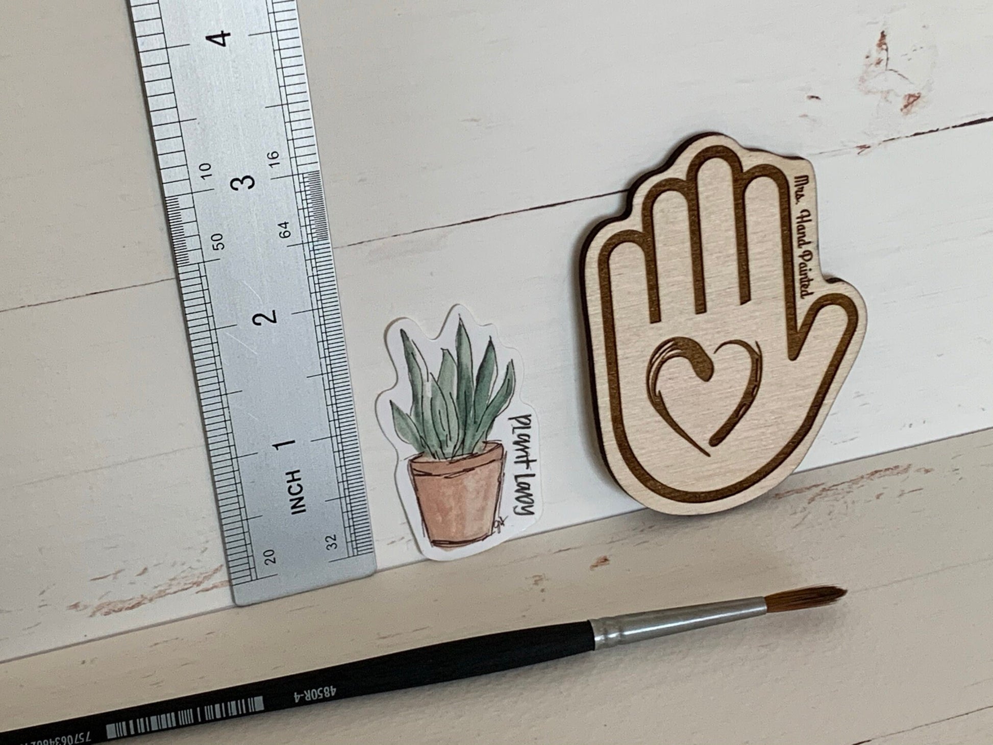 Watercolor Boho "Plant Lady" Die Cut Laminated Vinyl Stickers, Waterproof Glossy Vinyl