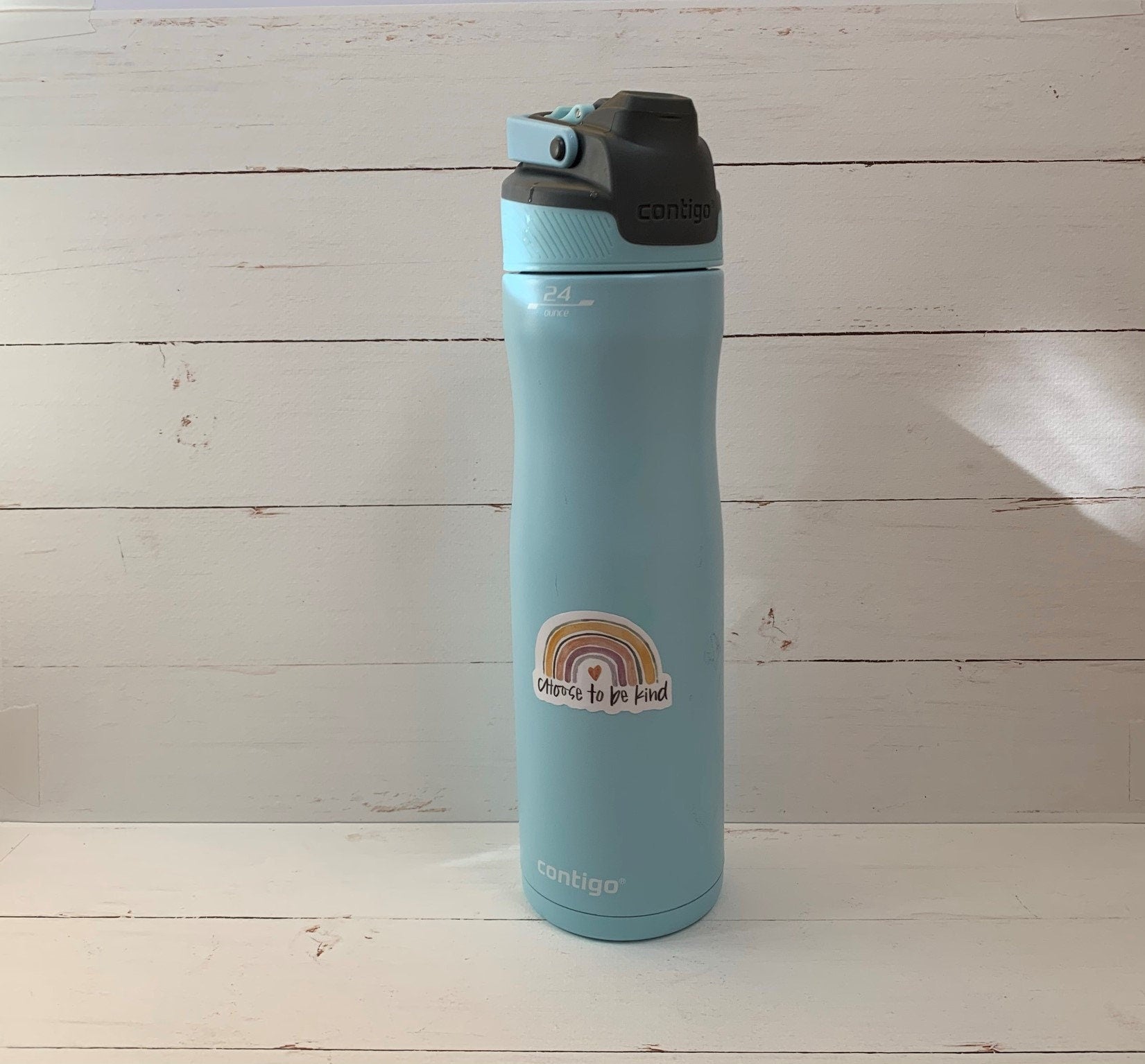 Watercolor Boho Rainbow "Choose to be Kind" Die Cut Laminated Vinyl Stickers, Flexible Laminate Waterproof Glossy Vinyl