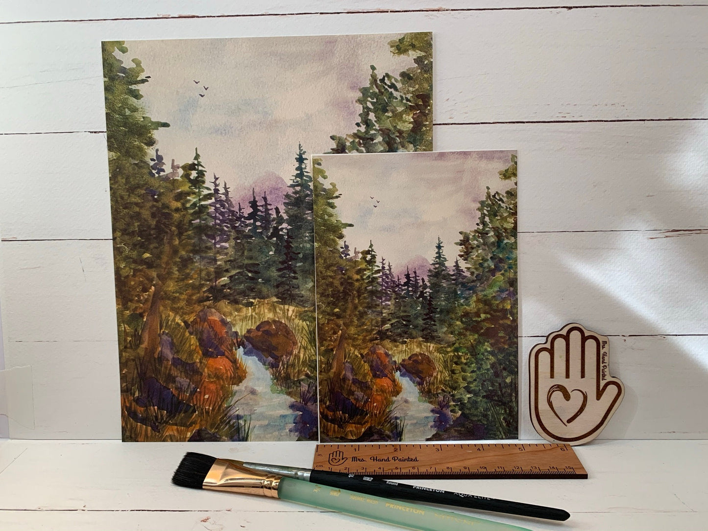 Forest Landscape with Distant Mountains - Watercolor Reproduction, Fine Art Print, Giclee Print, Original Watercolor Artwork