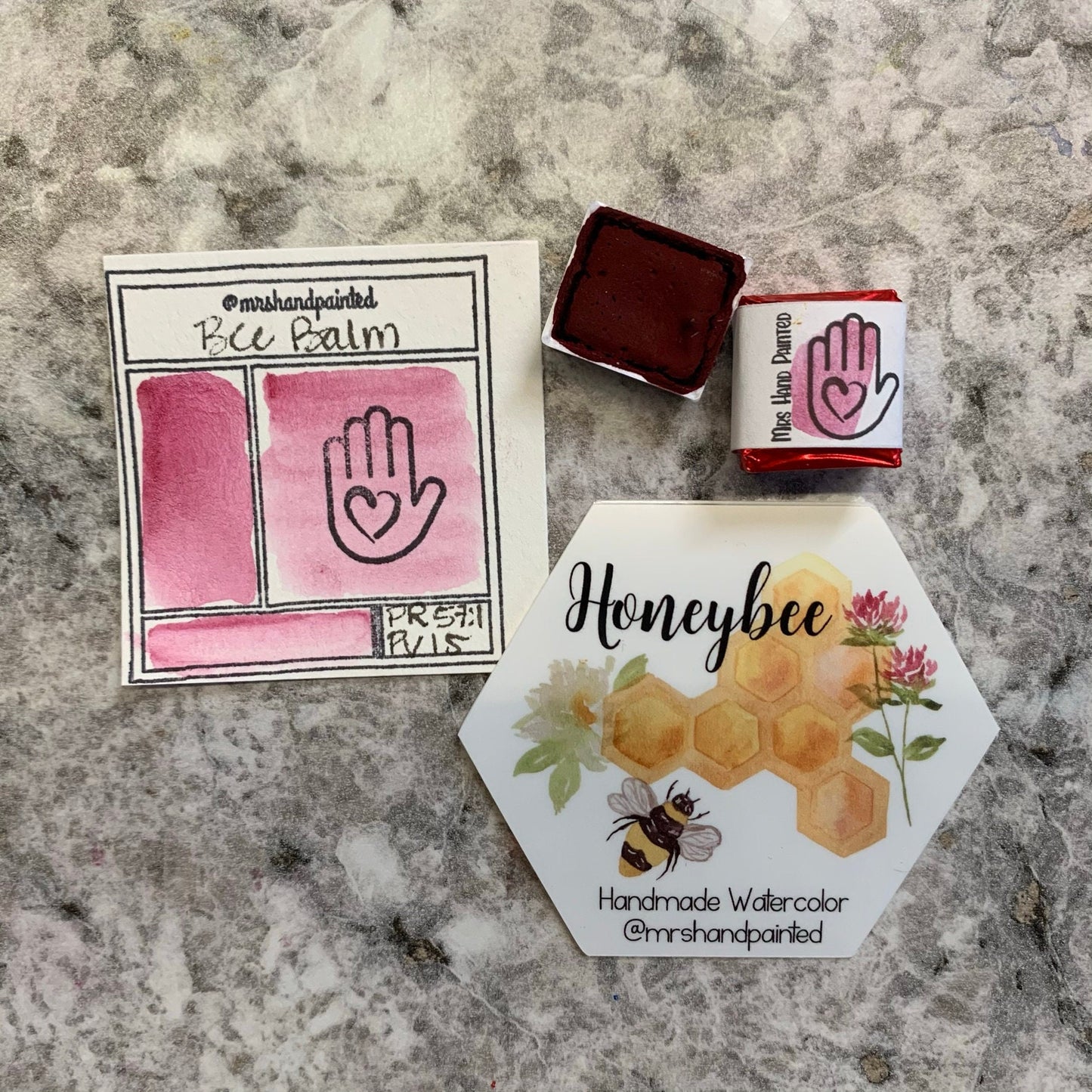 Handmade Watercolor Paints - BEE BALM - Honeybee Collection Single Pan - Artisan Paint Palette, Half Pans Matte Watercolor