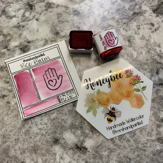 Handmade Watercolor Paints - BEE BALM - Honeybee Collection Single Pan - Artisan Paint Palette, Half Pans Matte Watercolor