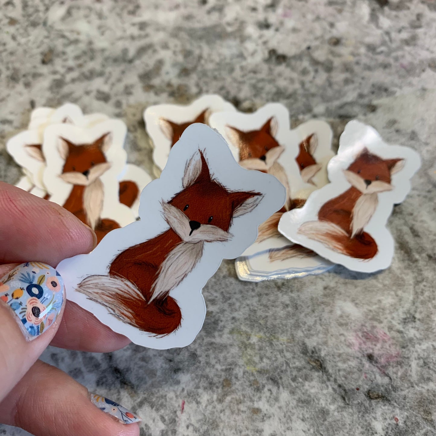 Cute Fox Die Cut Laminated Vinyl Stickers,