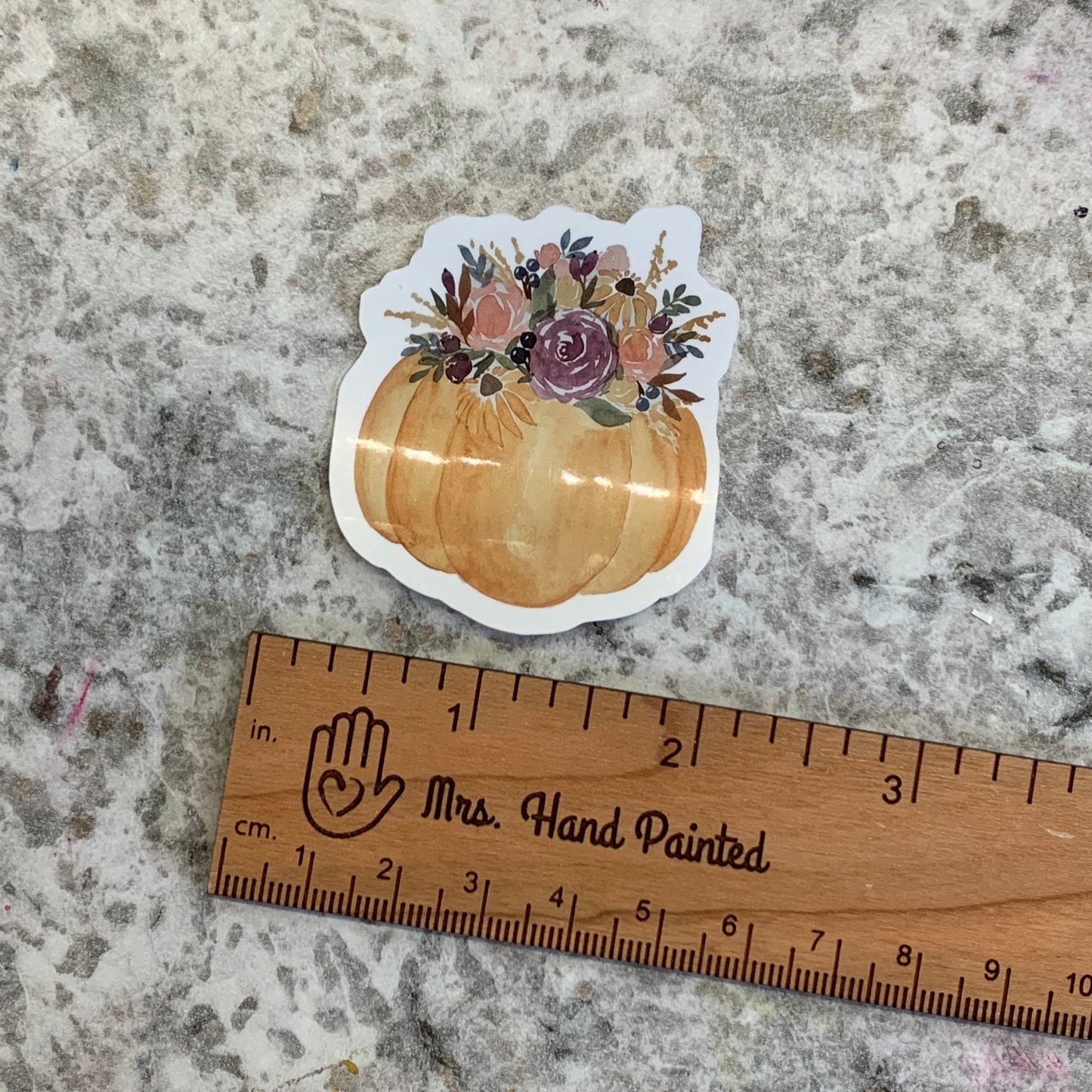 Fall Floral Pumpkin Die Cut Laminated Vinyl Sticker