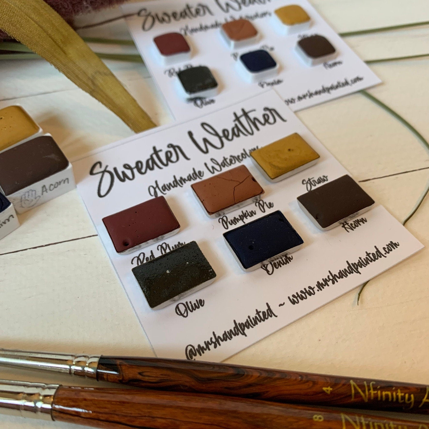 Handmade Watercolor Paints - SWEATER WEATHER - Artisan Paint Palette, Set of 6 Matte Watercolors, Fall / Autumn Color Palette