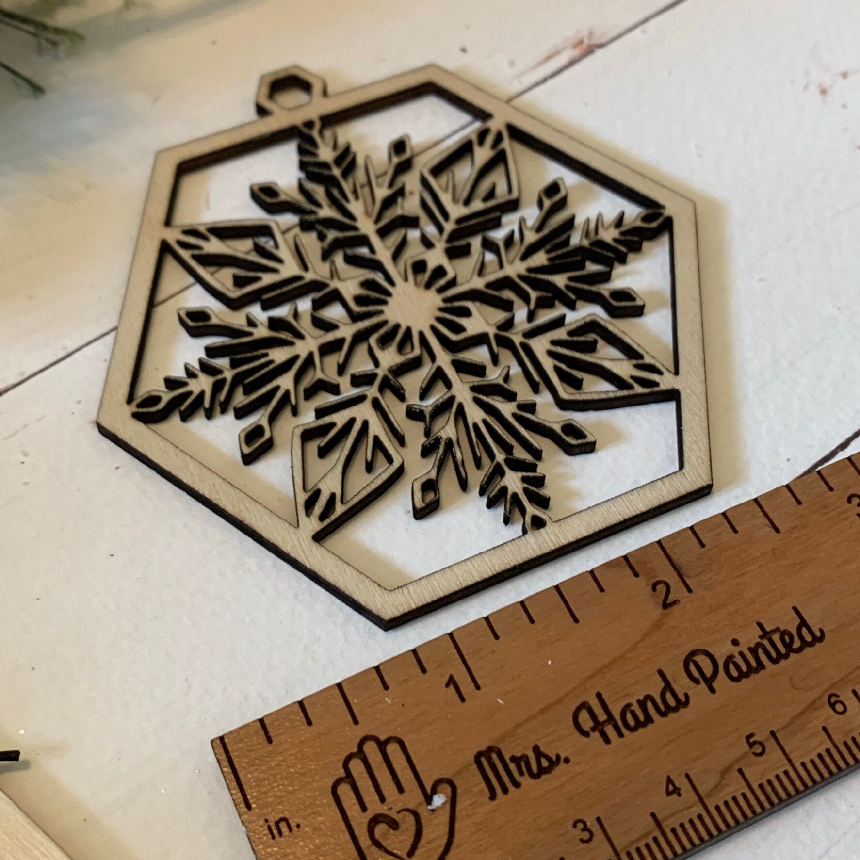 Laser Cut Wood Pop Out Ornament Card - Snowflake - Happy Holidays - Unfinished Wood