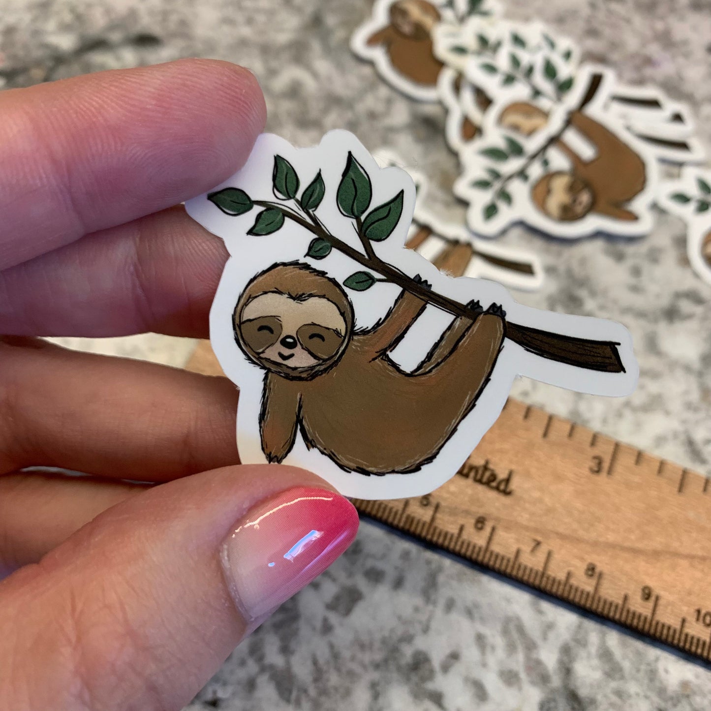 Cute Sloth Die Cut Laminated Vinyl Stickers