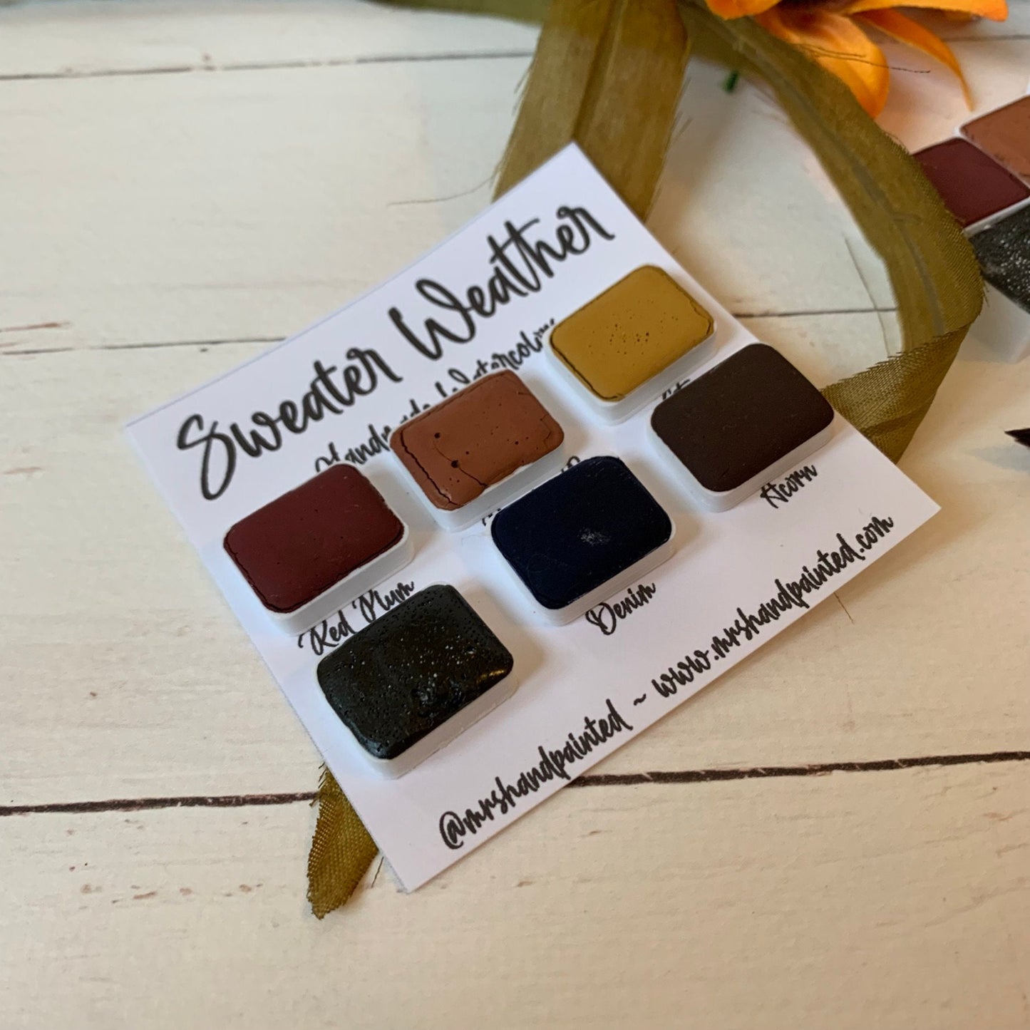 Handmade Watercolor Paints - SWEATER WEATHER - Artisan Paint Palette, Set of 6 Matte Watercolors, Fall / Autumn Color Palette