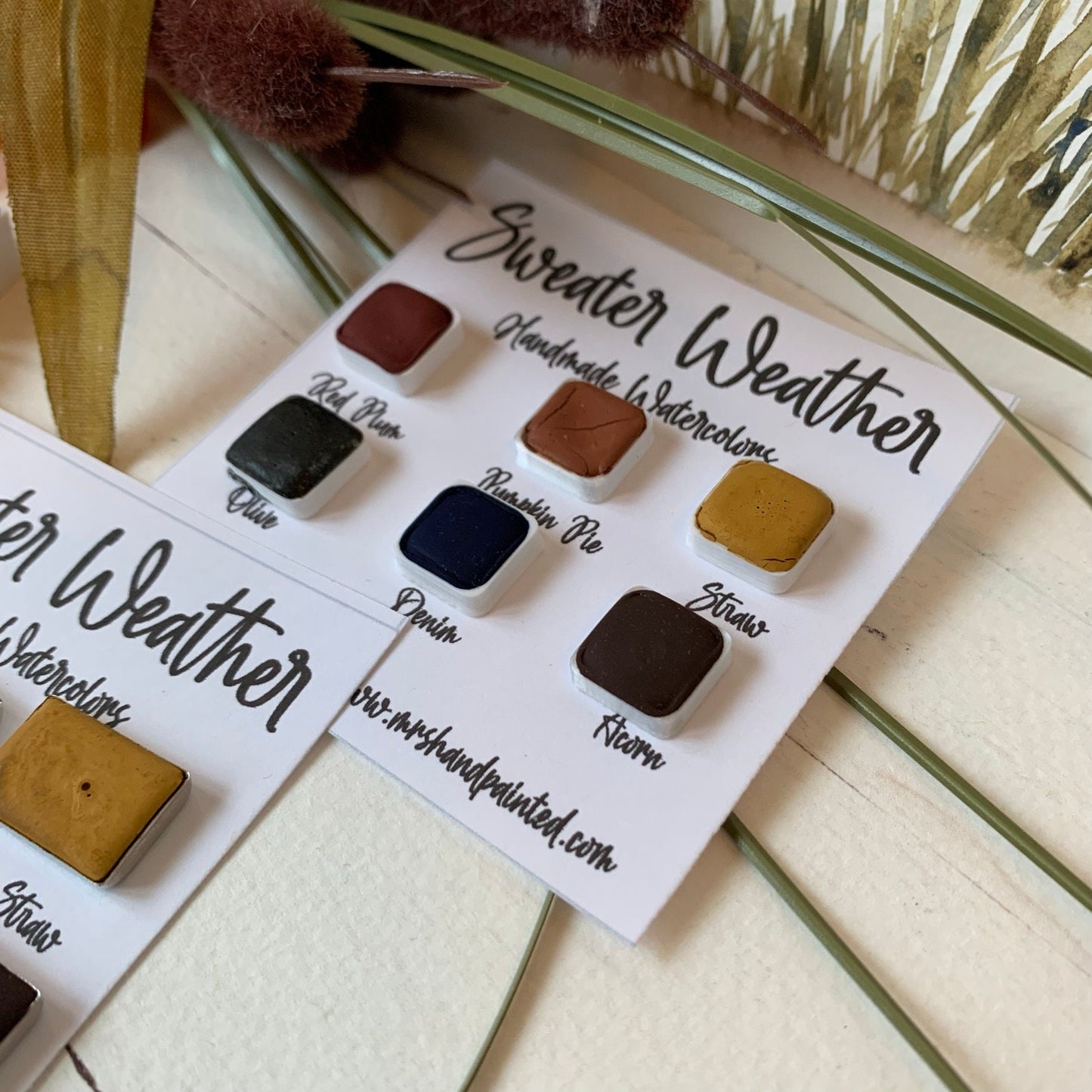 Handmade Watercolor Paints - SWEATER WEATHER - Artisan Paint Palette, Set of 6 Matte Watercolors, Fall / Autumn Color Palette