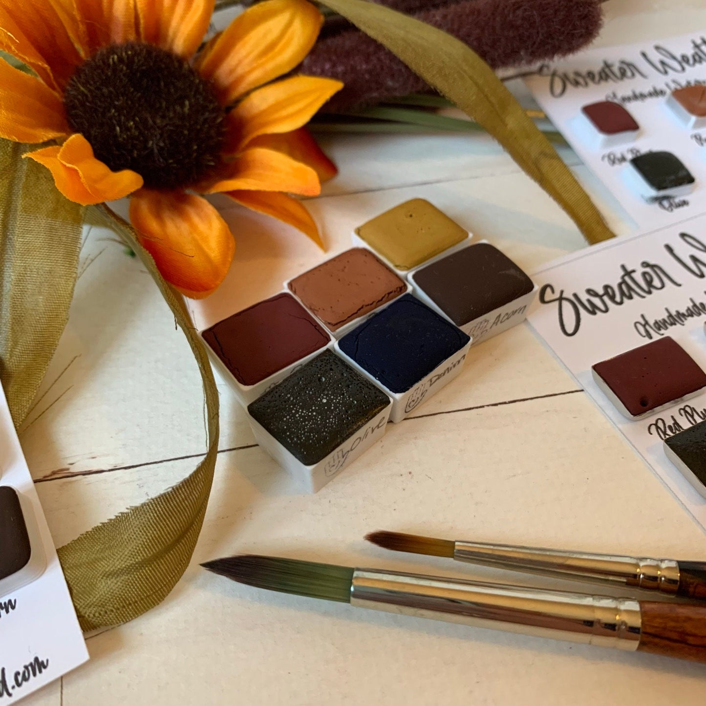 Handmade Watercolor Paints - SWEATER WEATHER - Artisan Paint Palette, Set of 6 Matte Watercolors, Fall / Autumn Color Palette
