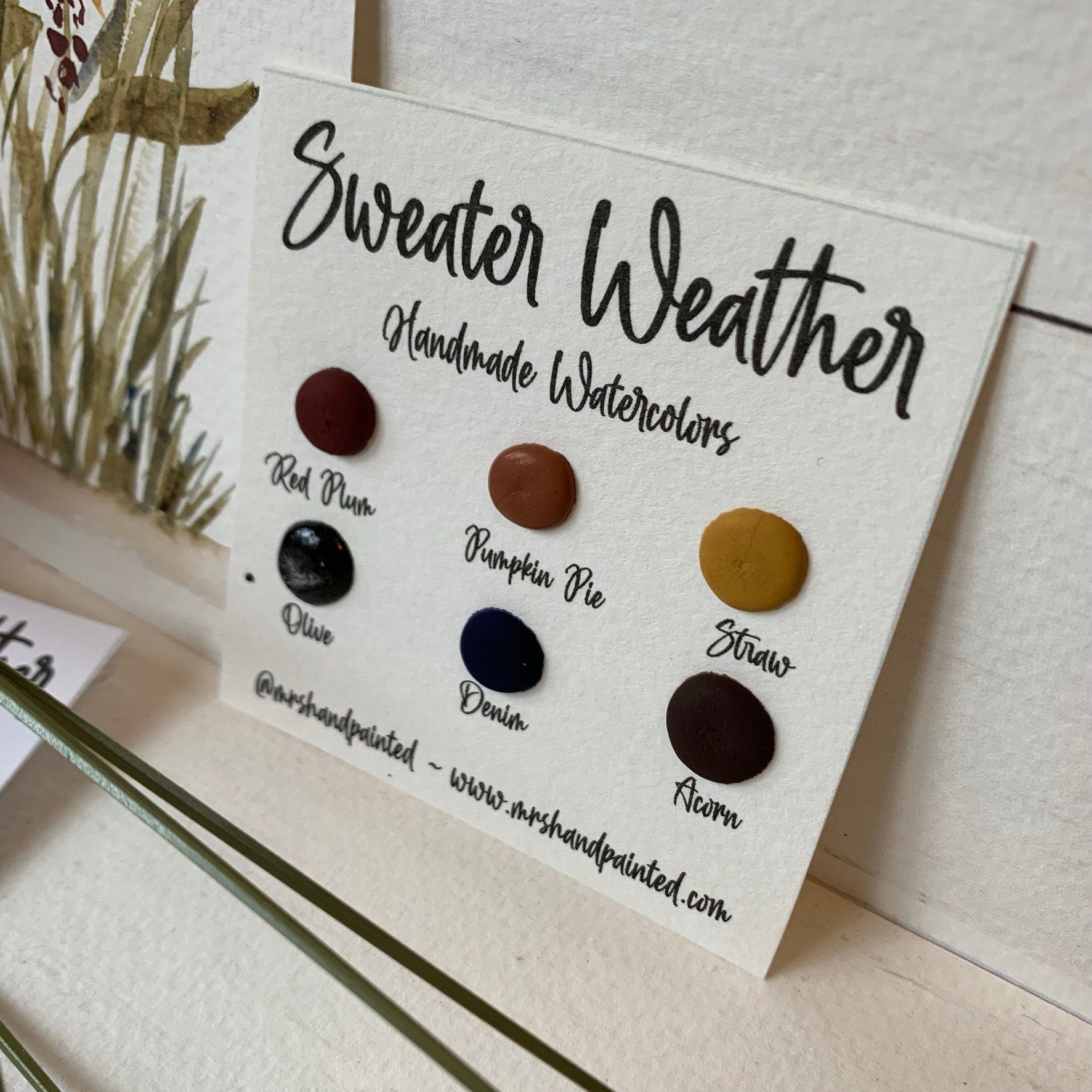 Handmade Watercolor Paints - SWEATER WEATHER - Artisan Paint Palette, Set of 6 Matte Watercolors, Fall / Autumn Color Palette