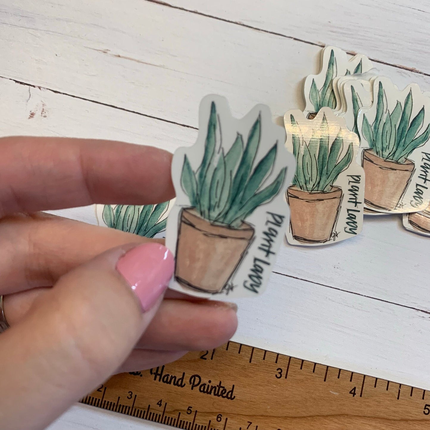 Watercolor Boho "Plant Lady" Die Cut Laminated Vinyl Stickers, Waterproof Glossy Vinyl