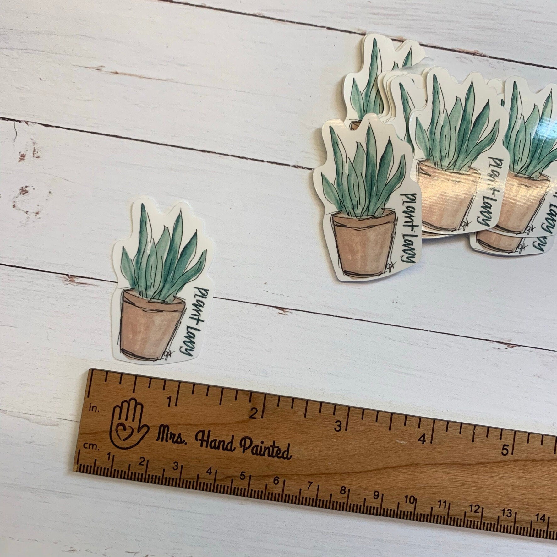 Watercolor Boho "Plant Lady" Die Cut Laminated Vinyl Stickers, Waterproof Glossy Vinyl