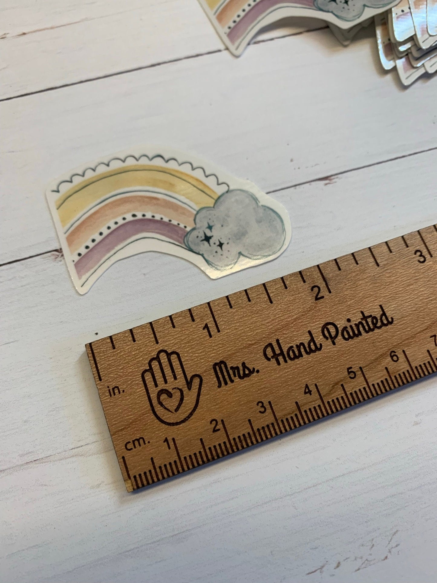 Watercolor Boho "Rainbow Cloud" Die Cut Laminated Vinyl Stickers, Waterproof Glossy Vinyl