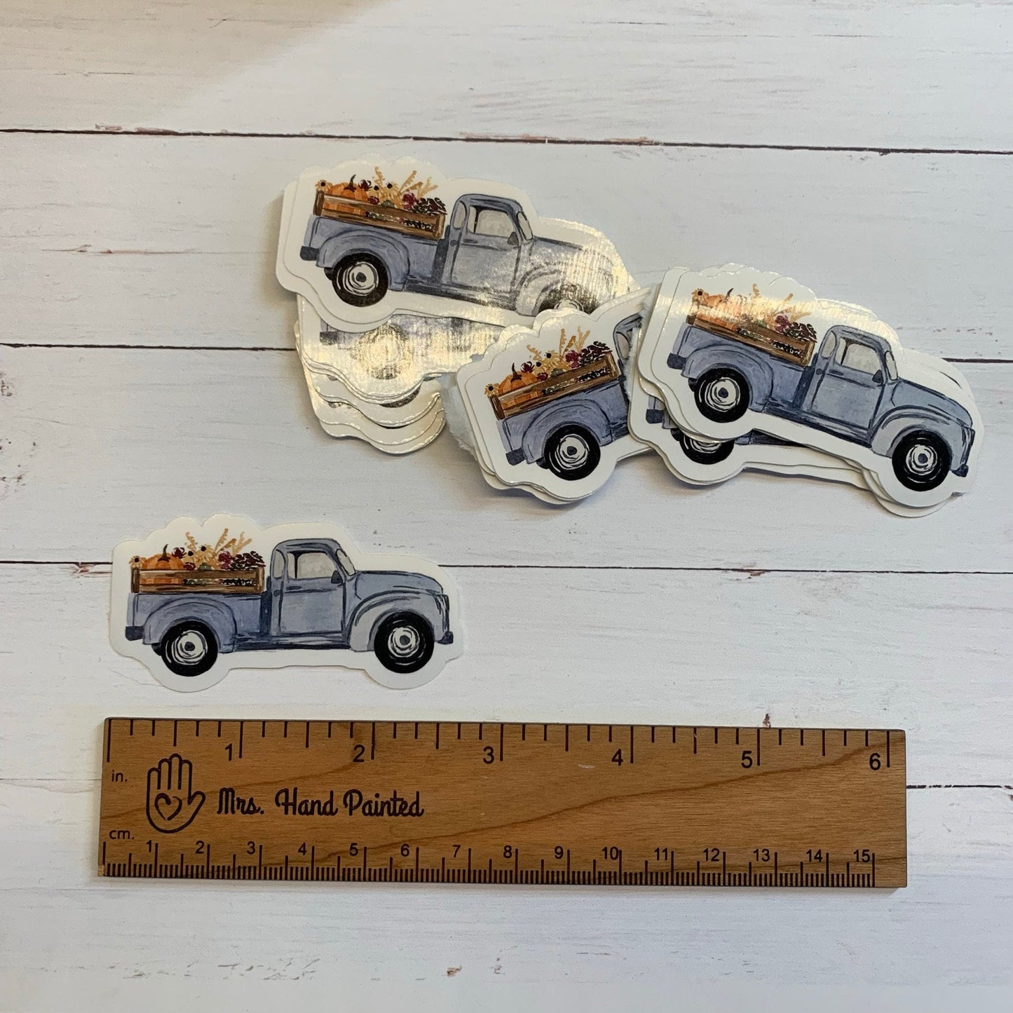 Fall Floral Vintage Truck Die Cut Laminated Vinyl Sticker