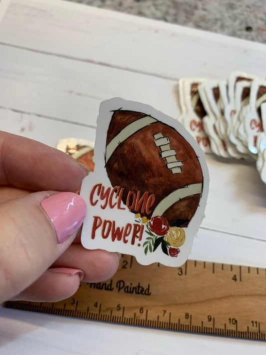 Watercolor "Cyclones Power" Iowa State Football Die Cut Laminated Glossy Vinyl Stickers, Scrapbooking, Game Day Merchandise ISU