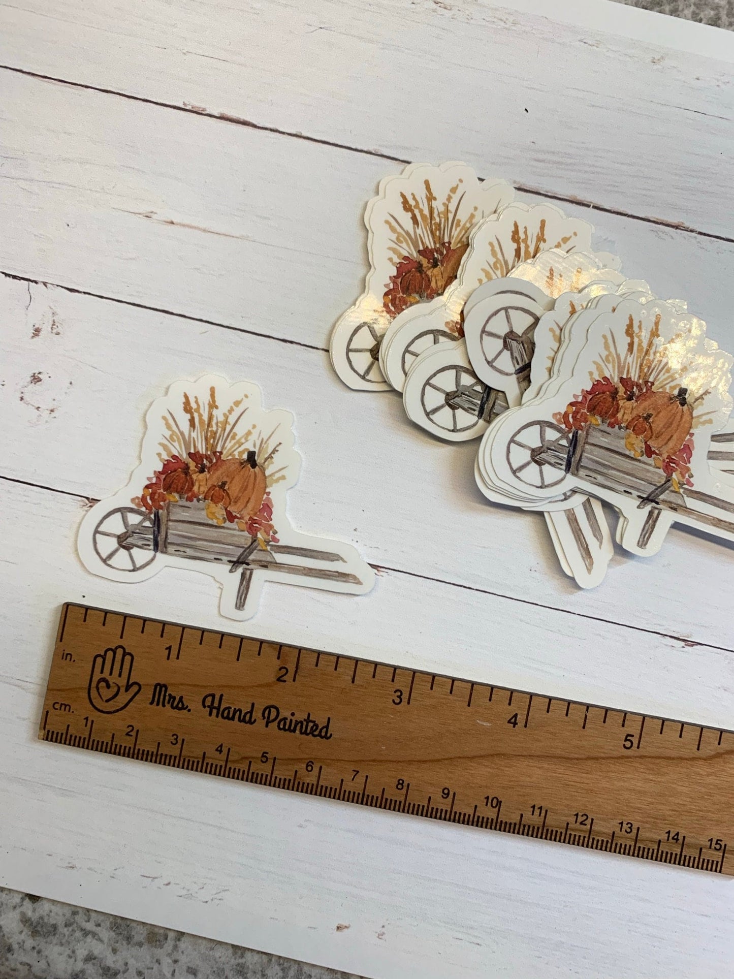 Fall Floral Wheelbarrow with Pumpkins Sticker