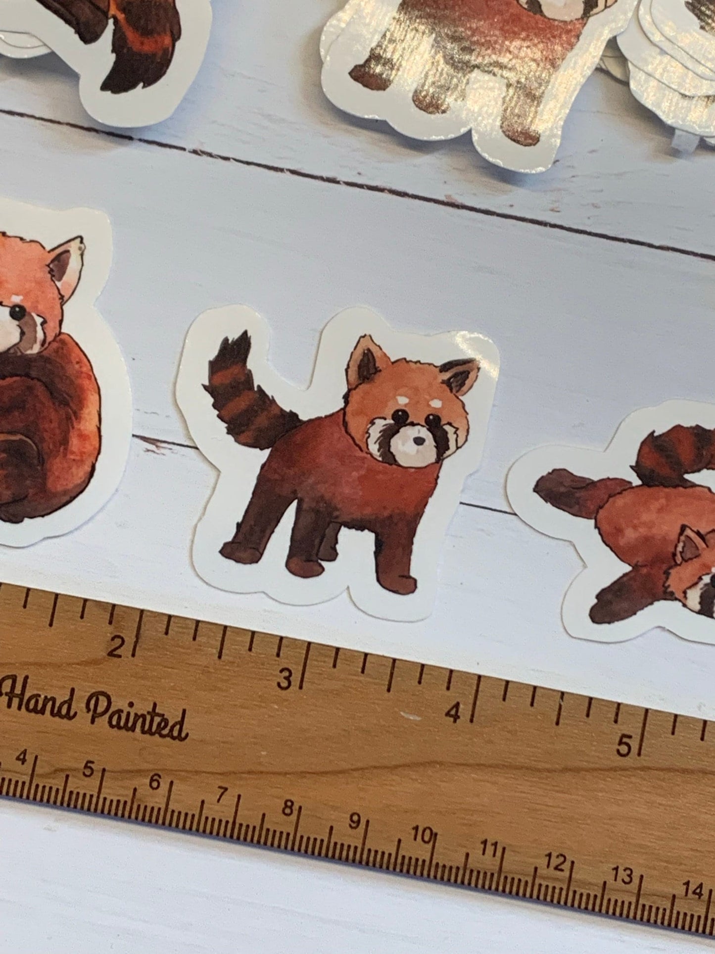 Red Panda Watercolor Artwork - Glossy Waterproof Vinyl Stickers 2 inches