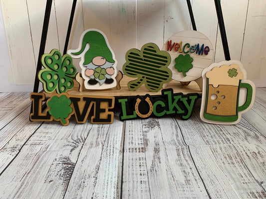 St. Patrick's Day Tiered Tray Decor - Laser Cut Wood Painted