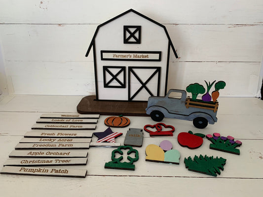 Laser Cut File - Interchangeable Barn with Vintage Truck - Digital Download SVG, DXF, AI files