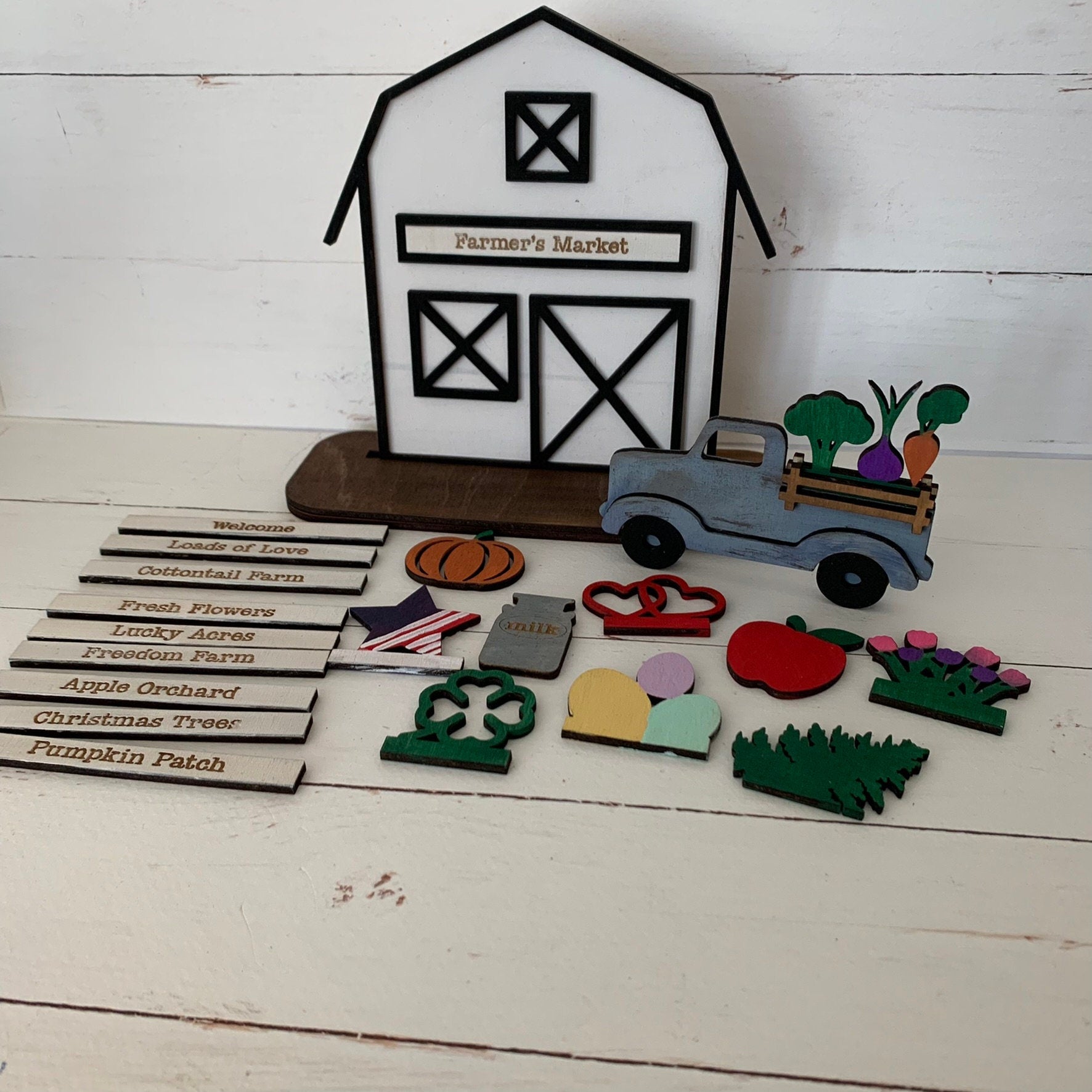 Laser Cut File - Interchangeable Barn with Vintage Truck - Digital Download SVG, DXF, AI files