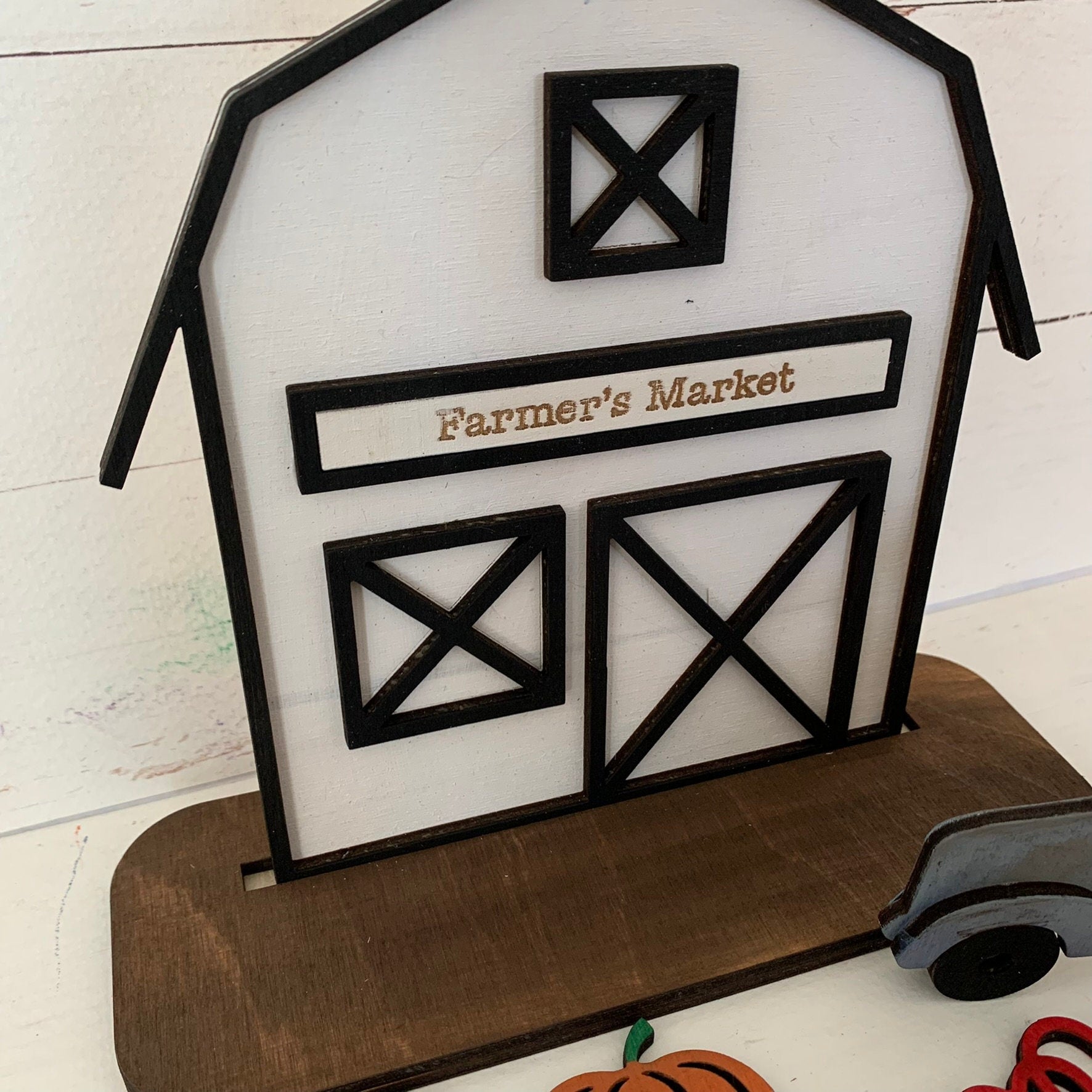 Laser Cut File - Interchangeable Barn with Vintage Truck - Digital Download SVG, DXF, AI files