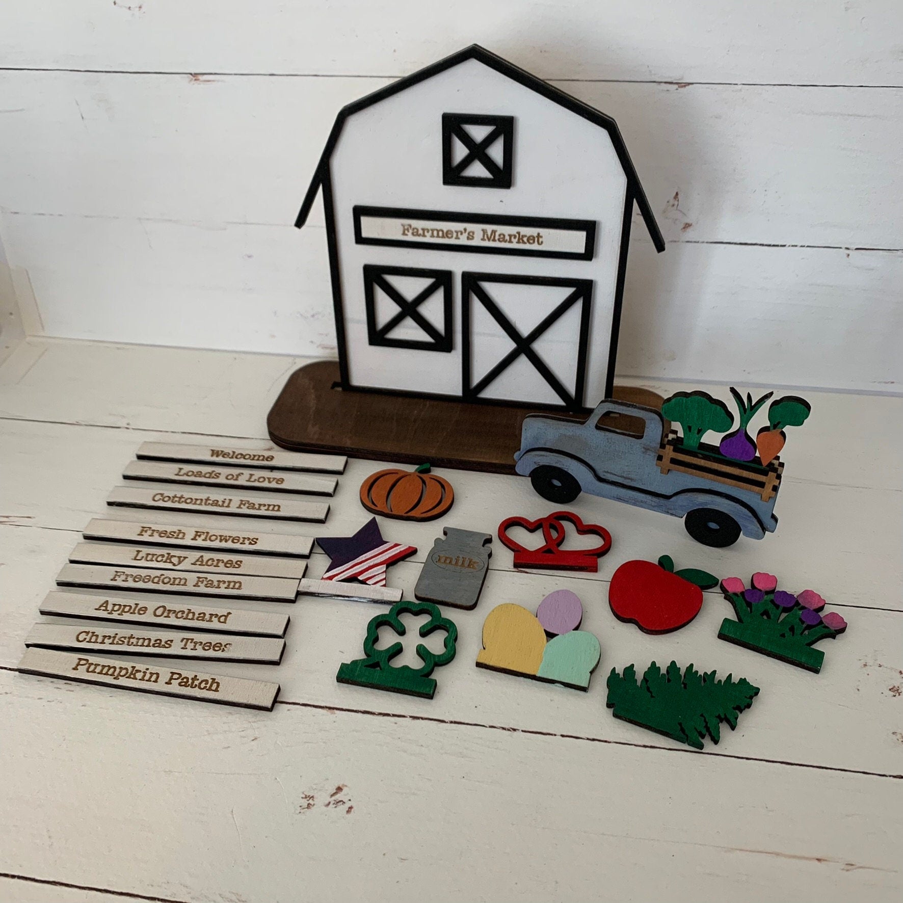 Laser Cut File - Interchangeable Barn with Vintage Truck - Digital Download SVG, DXF, AI files